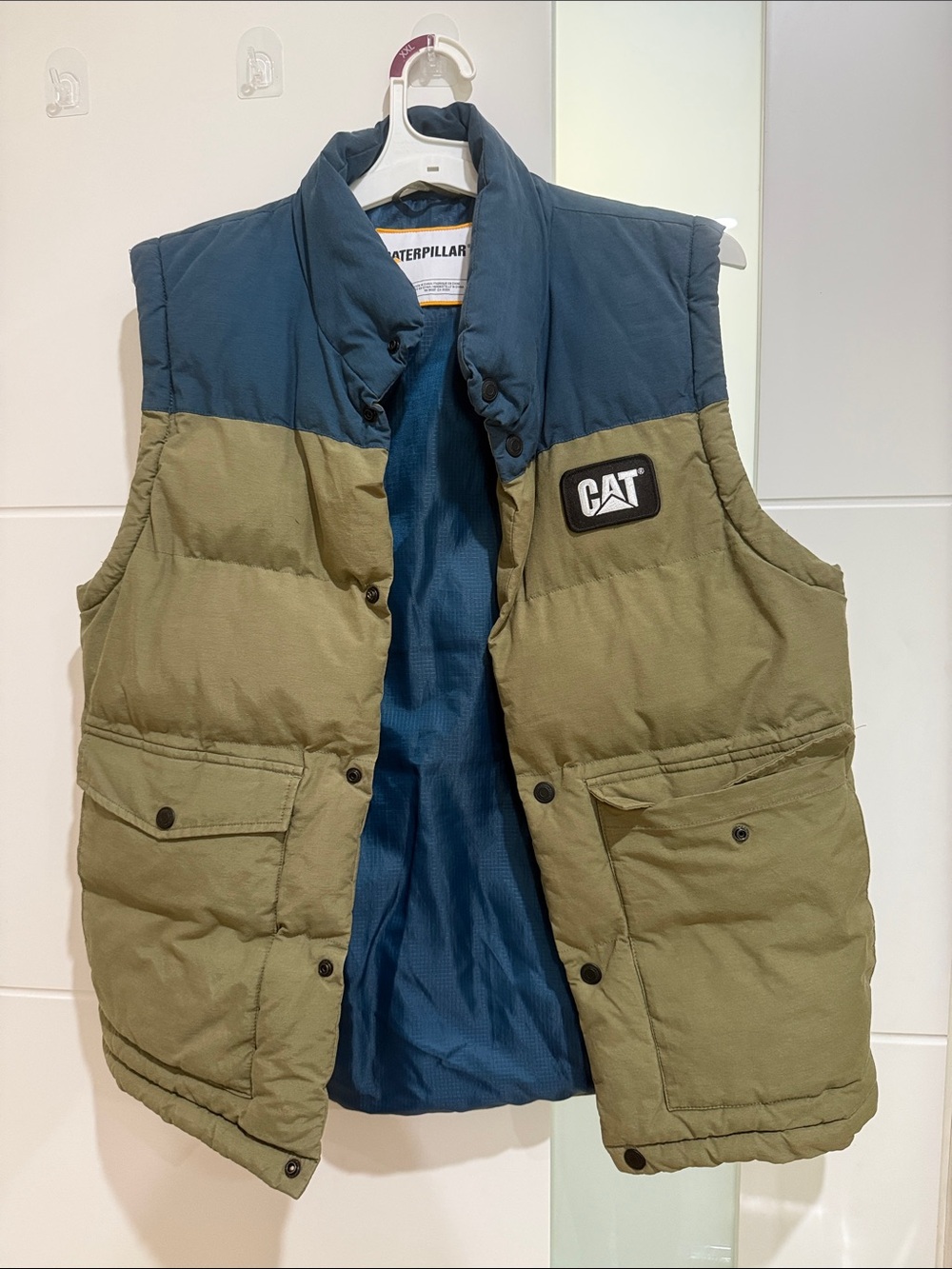 Caterpillar Olive Green & Navy Kids Puffer Vest